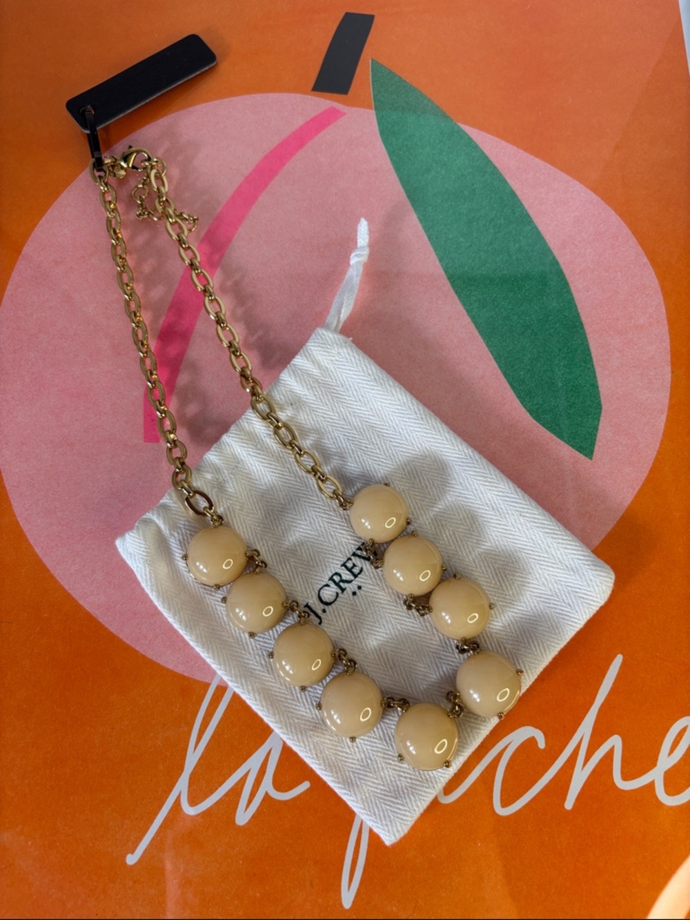 NWT J. Crew Factory Gold-Tone Chain with Bubble Beige Bead Necklace - 21”